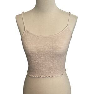 Brandy Melville Women’s Seersucker Cropped Tank Top Cream